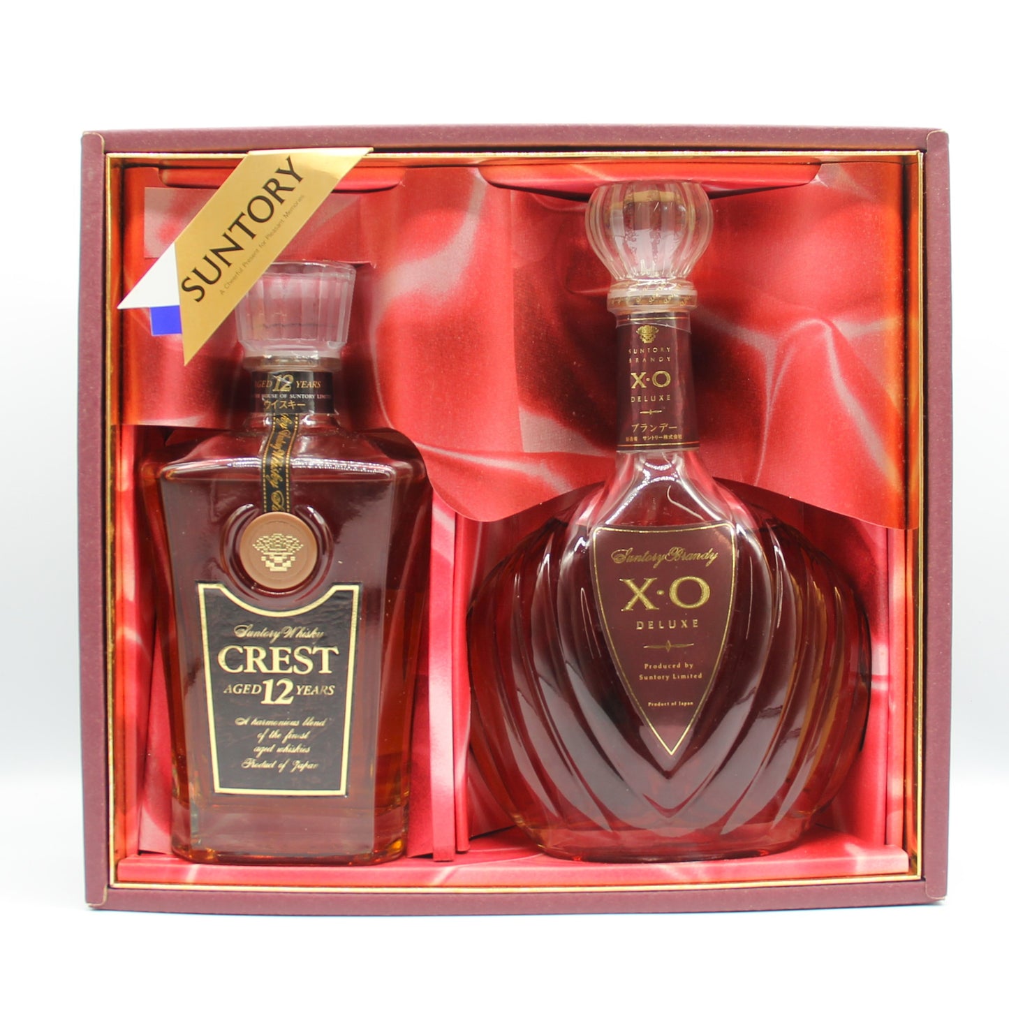 サントリー ウイスキー クレスト 12年 デキャンター 43% 700ml+サントリー ブランデー XO デラックス 40% 700ml 箱付き 2本セット