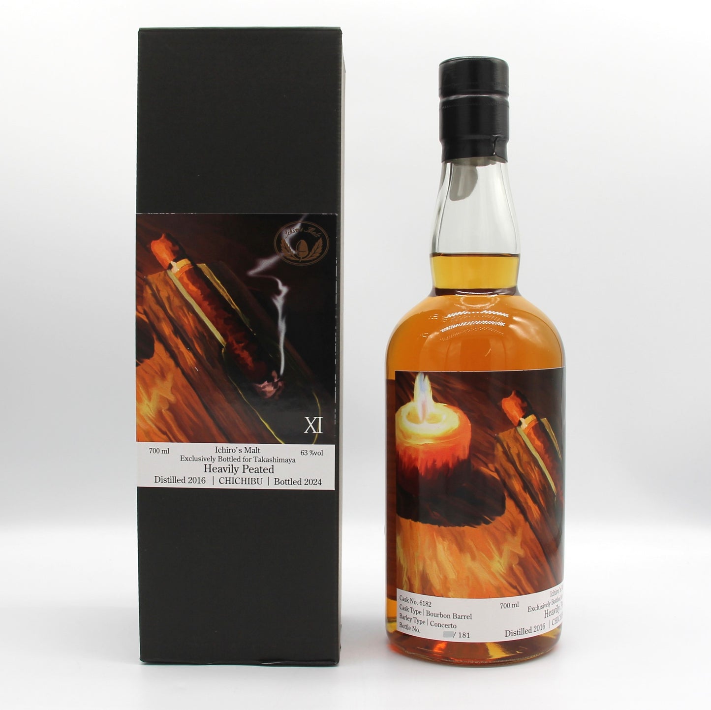 イチローズモルト ヘビリーピーテッド シガーラベル #6182 Heavily Peated Cigar Label 秩父 2016-2024 ウイスキー 63% 700ml 箱付き