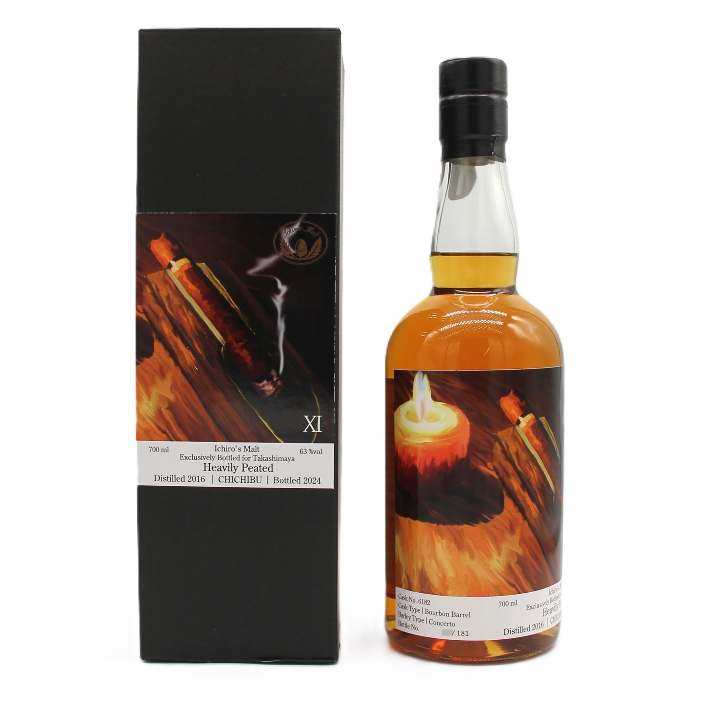 イチローズモルト ヘビリーピーテッド シガーラベル #6182 Heavily Peated Cigar Label 秩父 2016-2024 ウイスキー 63% 700ml 箱付き