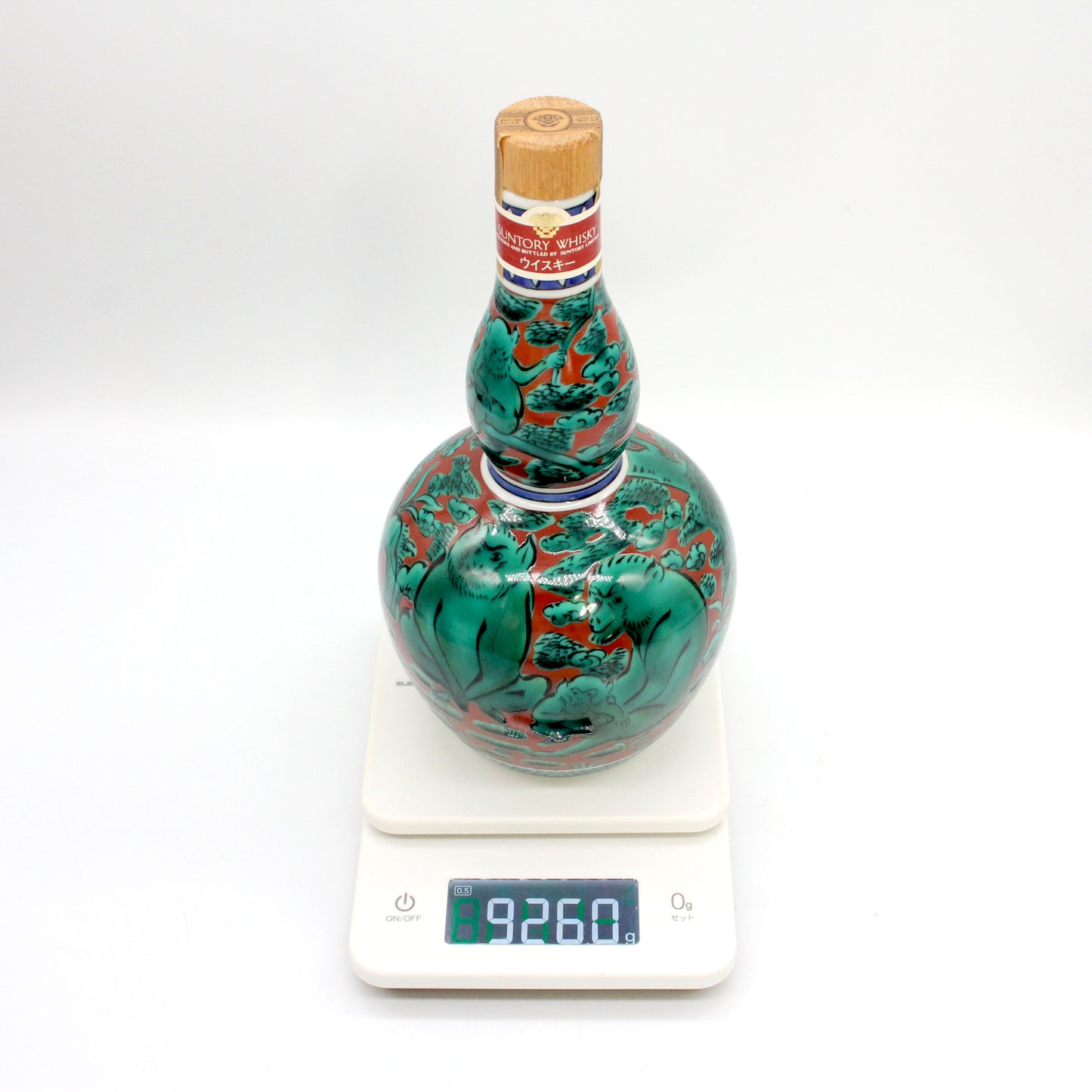 サントリー 洋酒頒布会特製ウイスキー 九谷焼ボトル 瓢型木米風申文 SUNTORY WHISKY 陶器ボトル 43% 600ml 箱付き