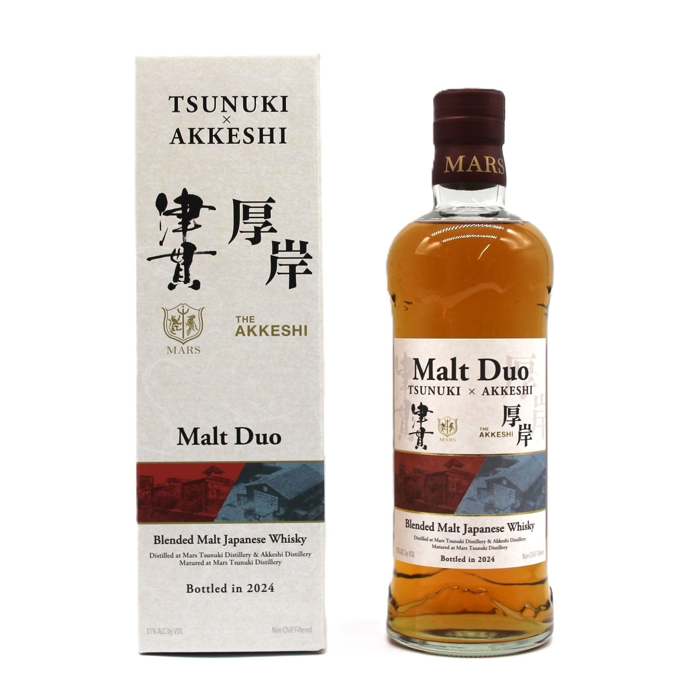 厚岸 マルスウイスキー モルトデュオ 津貫×厚岸 2024 51% 700ml 箱付き