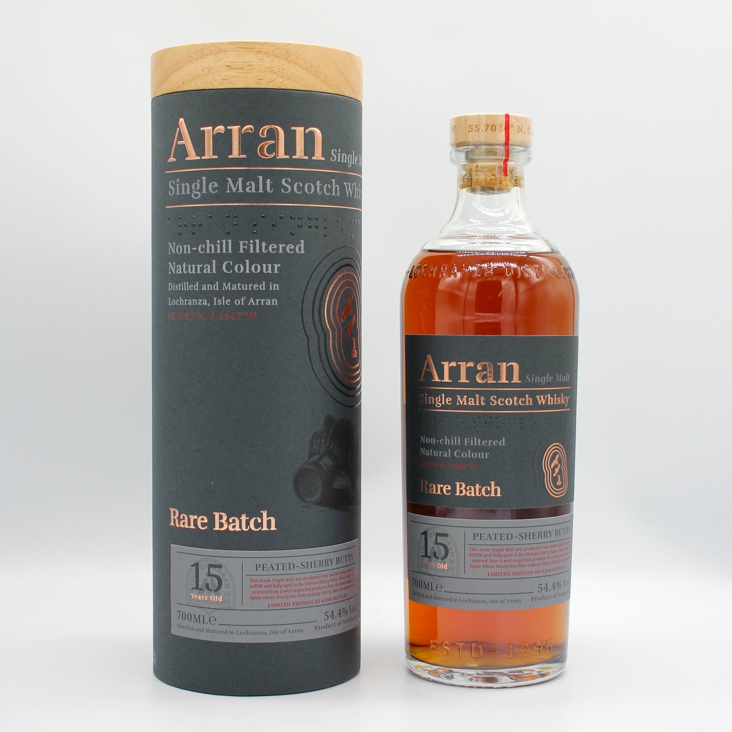 アラン Arran 15年 シングルモルト レアバッチ ピーテッド シェリーバット シングルモルト スコッチ ウイスキー 54.4% 700ml 箱付き
