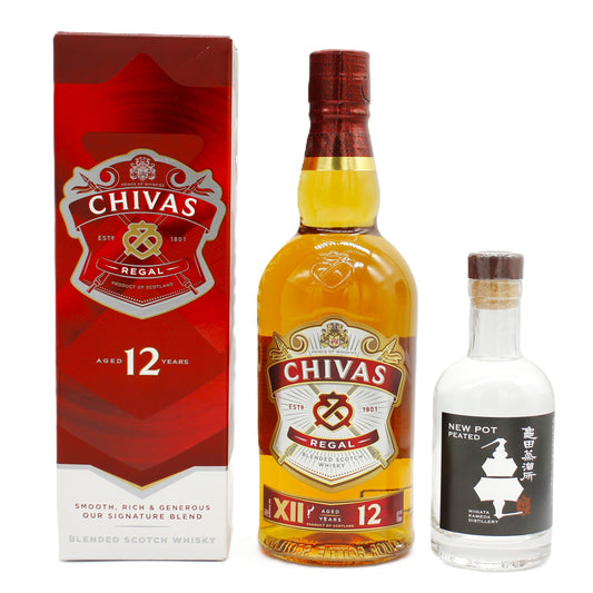 シーバス リーガル 12年 ブレンデッド スコッチ ウイスキー 40% 700ml 箱付き+亀田蒸溜所 NEW POT PEATED ウイスキー 60％ 200ml 箱無し 2本セット