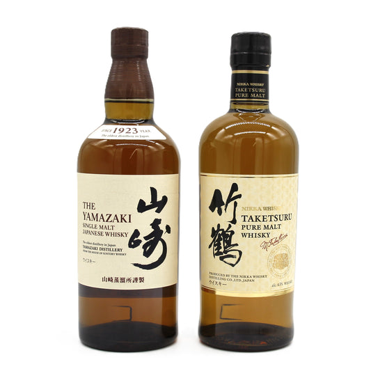 サントリー シングルモルト ウイスキー 山崎 43% 700ml+ニッカ ウイスキー 竹鶴 ピュアモルト 白ラベル 43% 700ml 飲み比べ ２本セット 箱無し