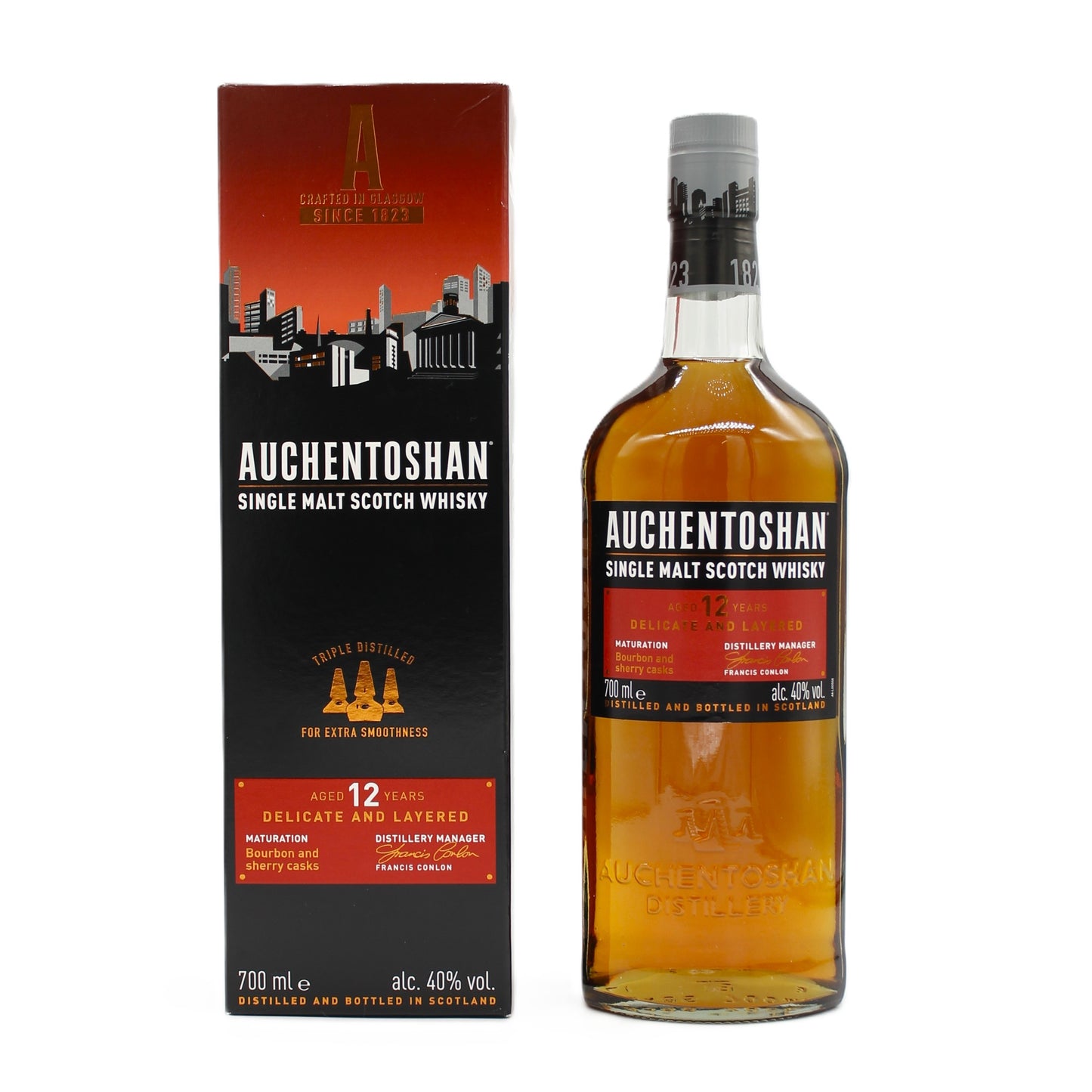 AUCHENTOSHAN オーヘントッシャン12年 シングルモルト スコッチ ウイスキー 40% 700ml 箱付き