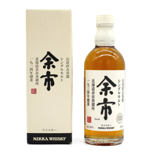 ニッカ ウイスキー シングルモルト 余市 石炭直火蒸溜 43% 500ml 箱付き