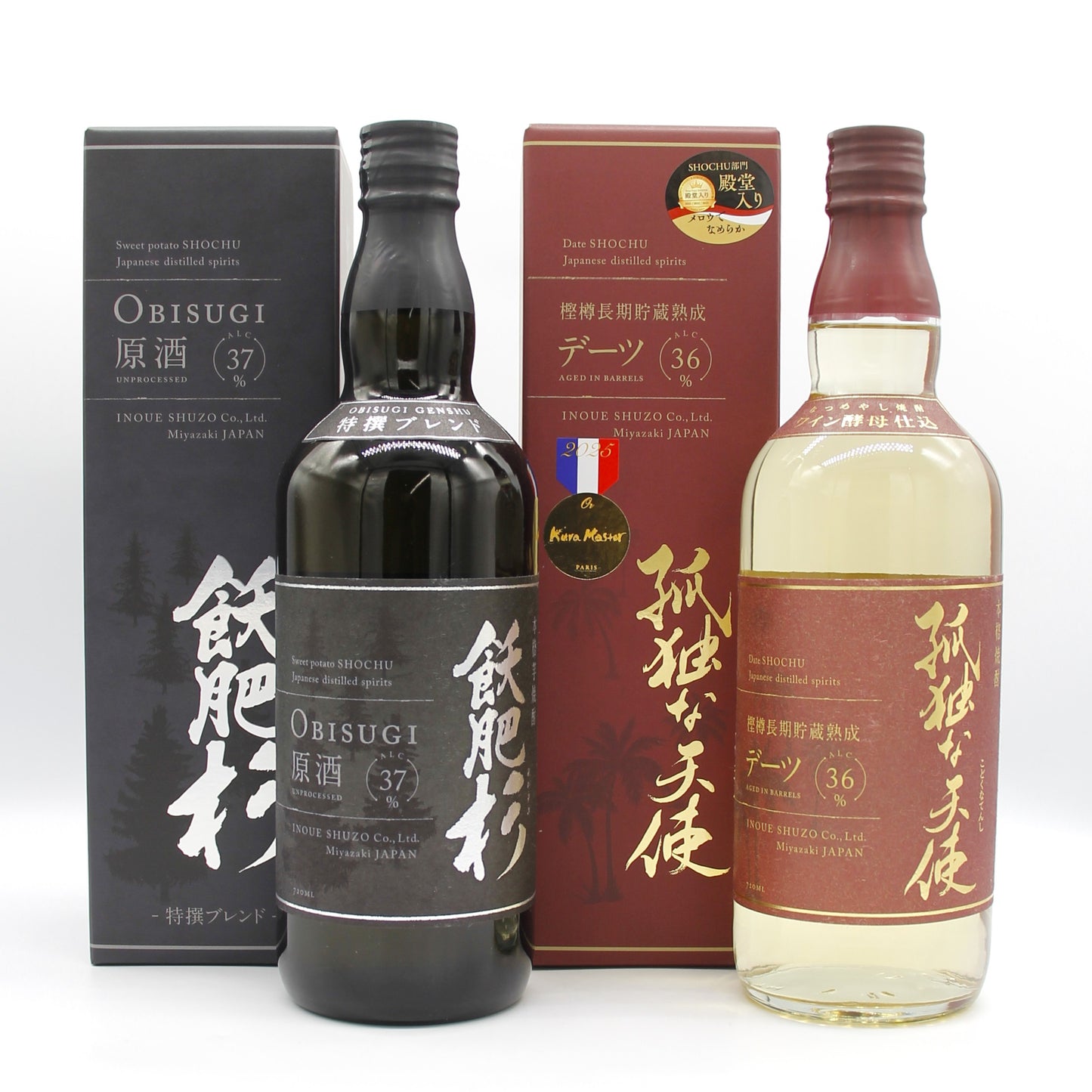 井上酒造 本格焼酎 芋焼酎 飫肥杉 OBISUGI 原酒特撰ブレンド / デーツ焼酎 孤独な天使 720ml 箱付き 飲み比べ 2本セット
