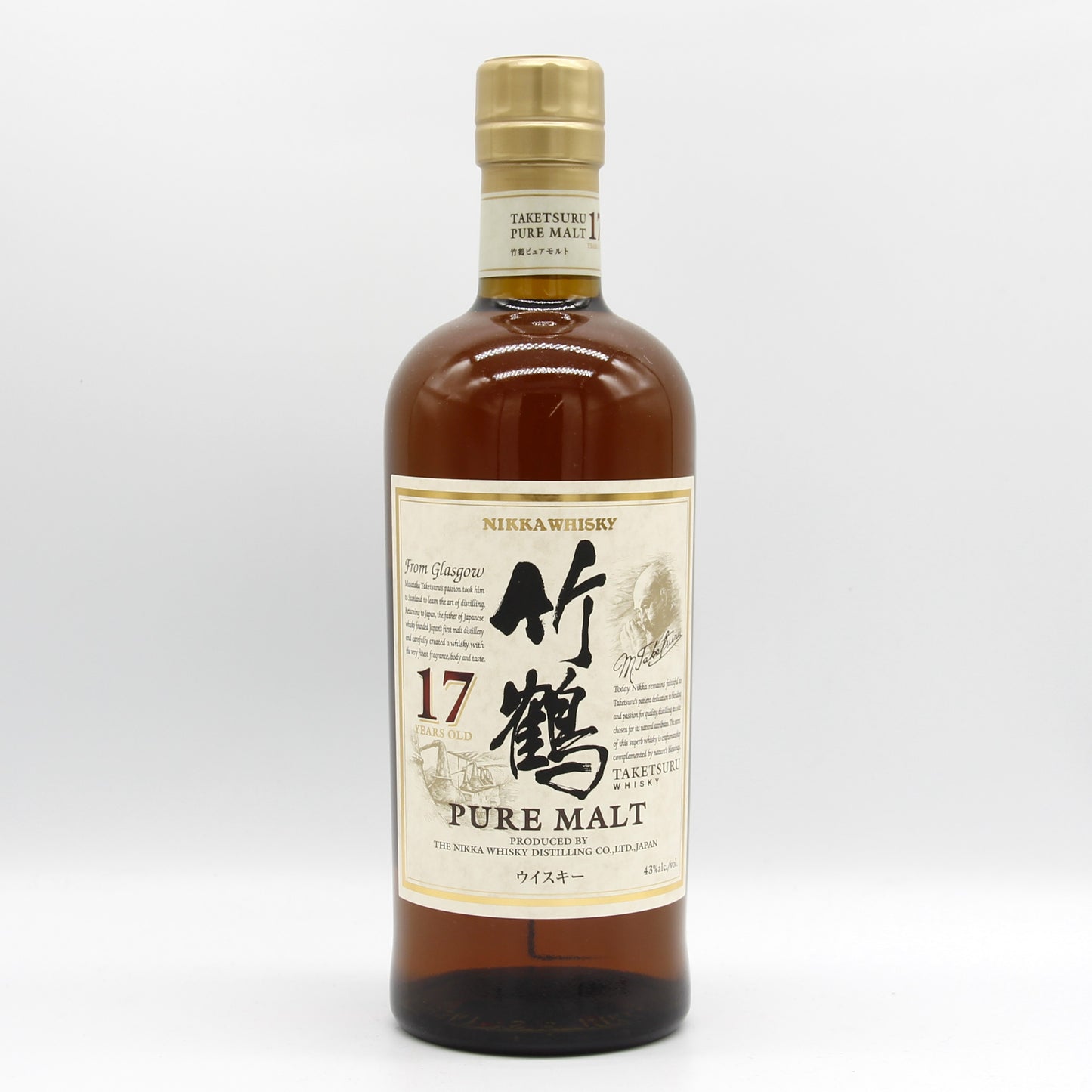 ニッカ ウイスキー ピュアモルト 竹鶴 17年 スリムボトル 新ラベル 43% 700ml 箱無し