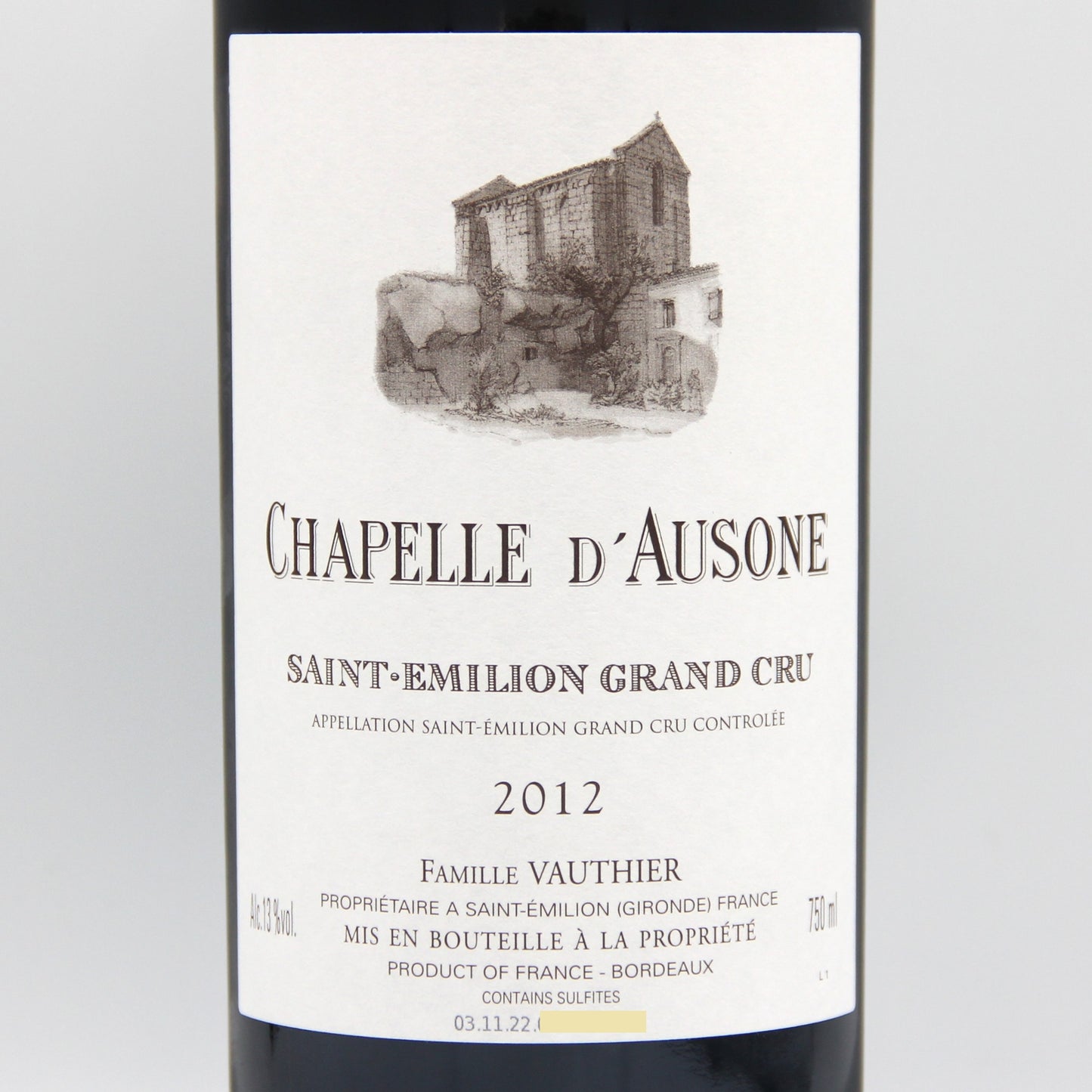 シャトー オーゾンヌ シャペル ドーゾンヌ サンテミリオン グランクリュ 2012 赤ワイン 13% 750ml 箱無し（CH.AUSONE Chapelle d'Ausone 2012）