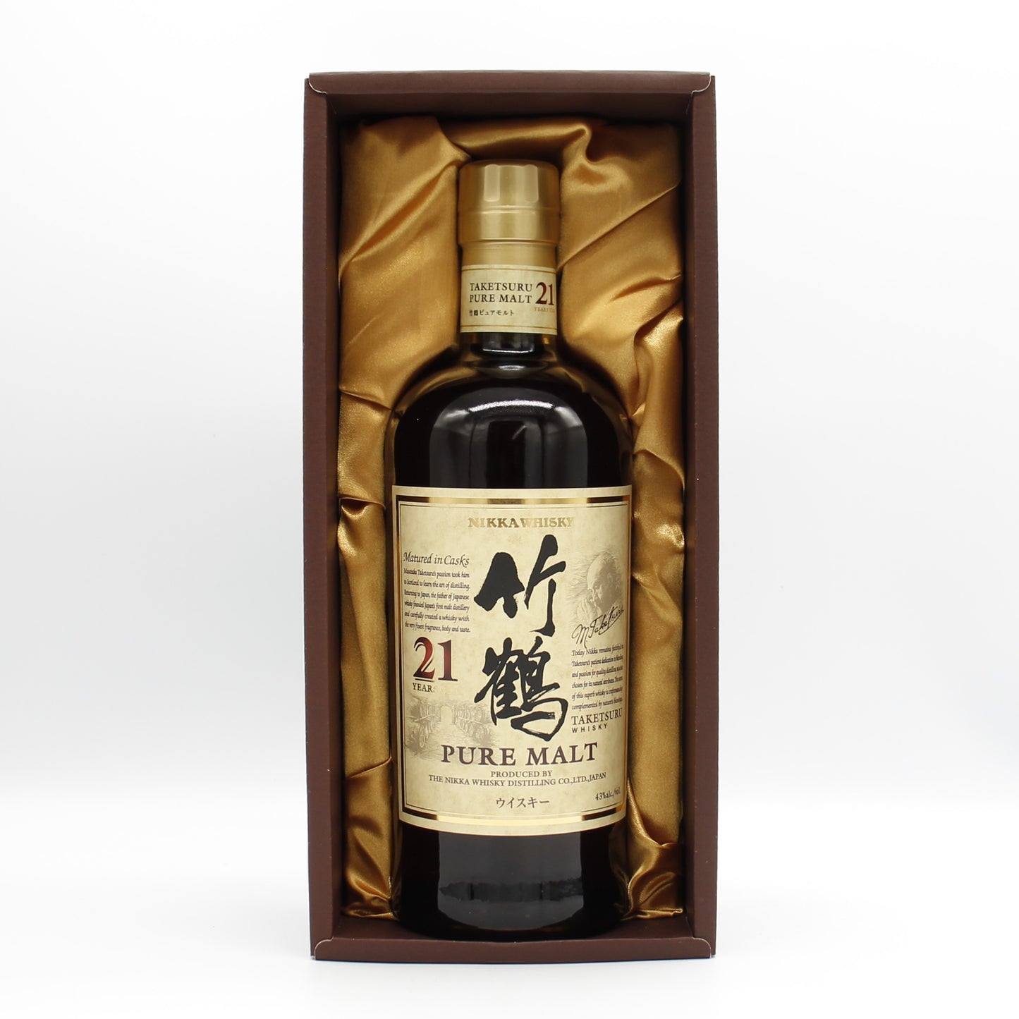 ニッカ ウイスキー ピュアモルト 竹鶴 21年 スリムボトル 新ラベル 43% 700ml 箱付き