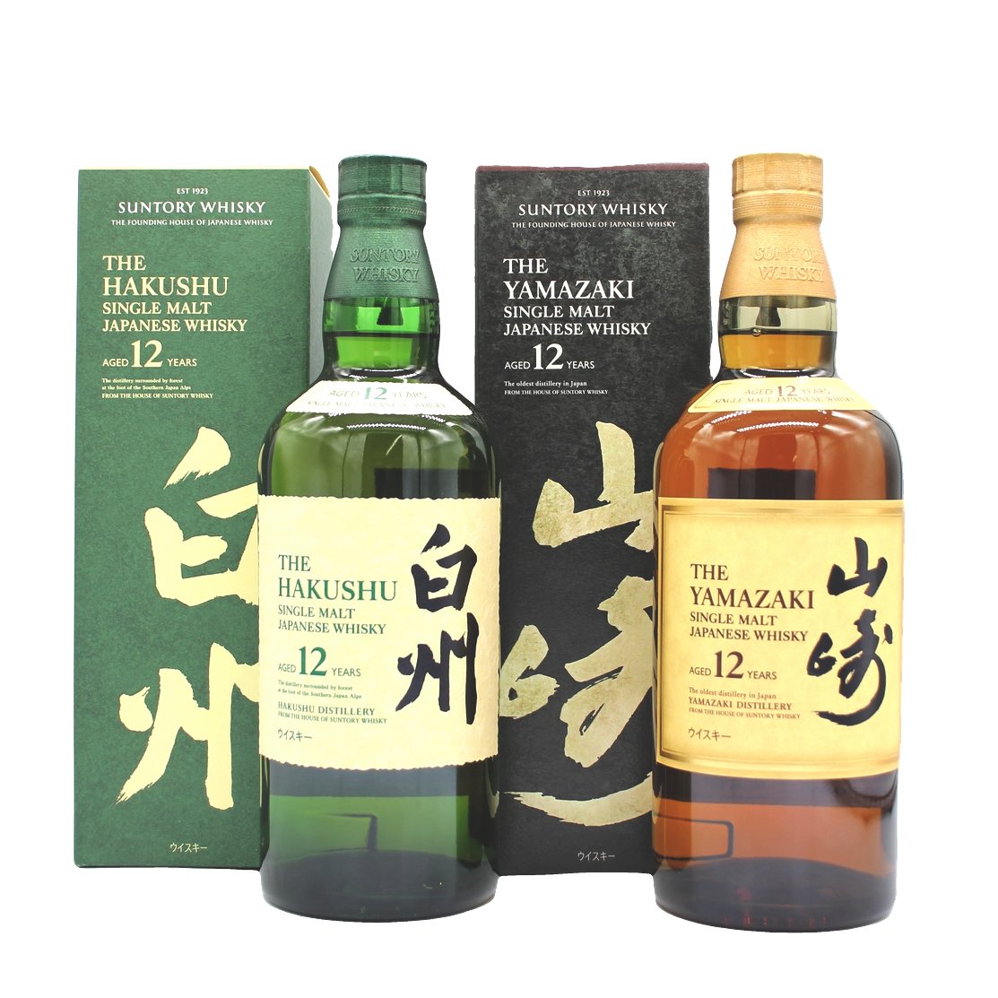 サントリー シングルモルト ウイスキー 山崎 12年 43% 700ml+白州 12年 43% 700ml 飲み比べ ２本セット 箱付き