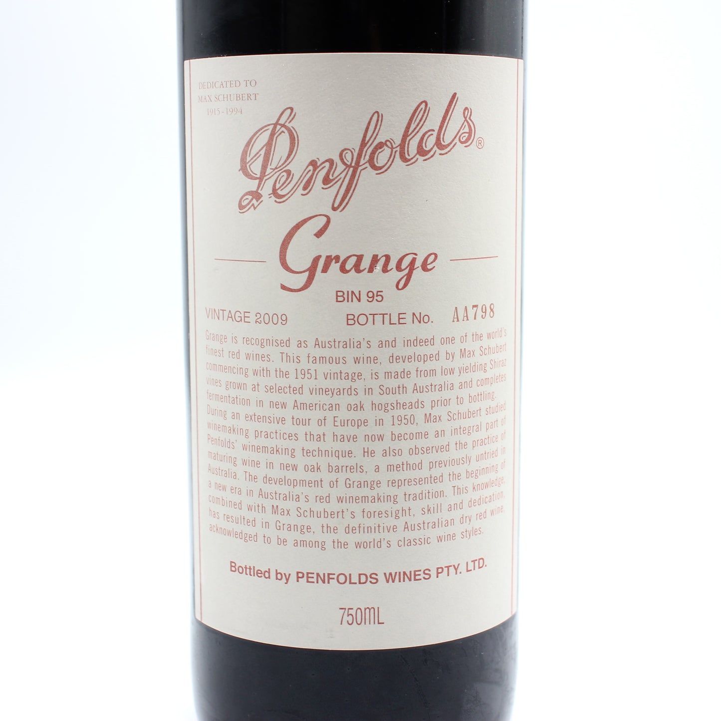 ペンフォールズ グランジ BIN95 2009 赤ワイン 14.5% 750ml 箱無し (Penfolds Grange BIN95 2009)