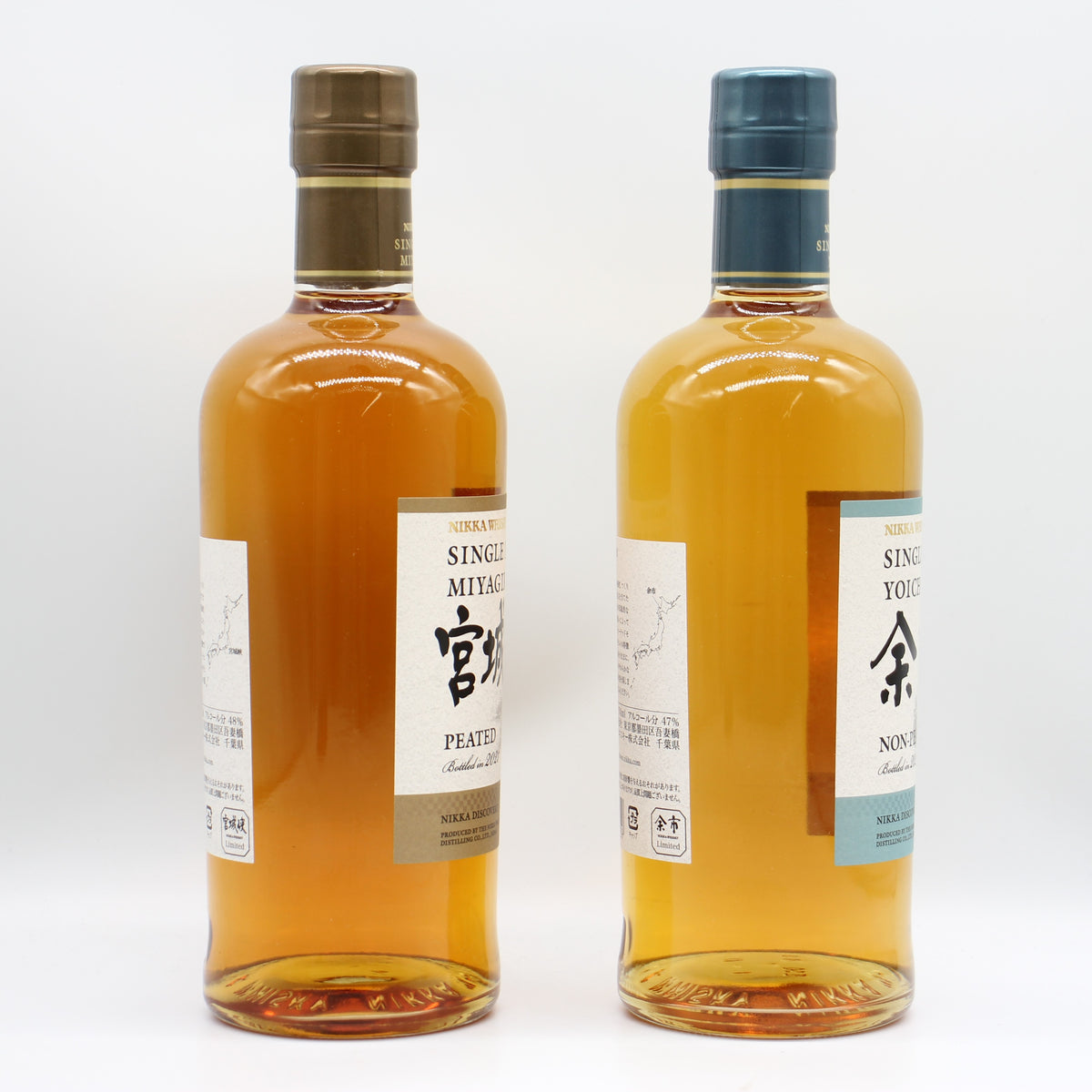 ニッカ ウイスキー シングルモルト 余市 ノンピーテッド 2021 47％ 700ml + 宮城峡 ピーテッド 2021 48% 700ml 2本セット 箱無し