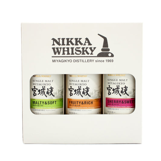 ニッカ ウイスキー シングルモルト 宮城峡 ミニボトル 3本セット ( モルティ＆ソフト、フルーティ&リッチ、シェリー＆スイート ) 55% 180ml 飲み比べ 3本セット 箱付き ※