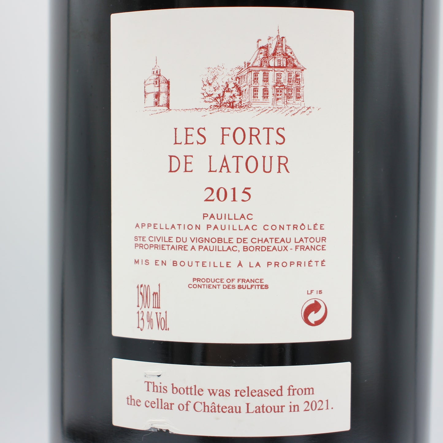 シャトー ラトゥール レ フォール ド ラトゥール 2015 赤ワイン 13% 1500ml 箱無し (Chateau Latour Les Forts de Latour 2015)