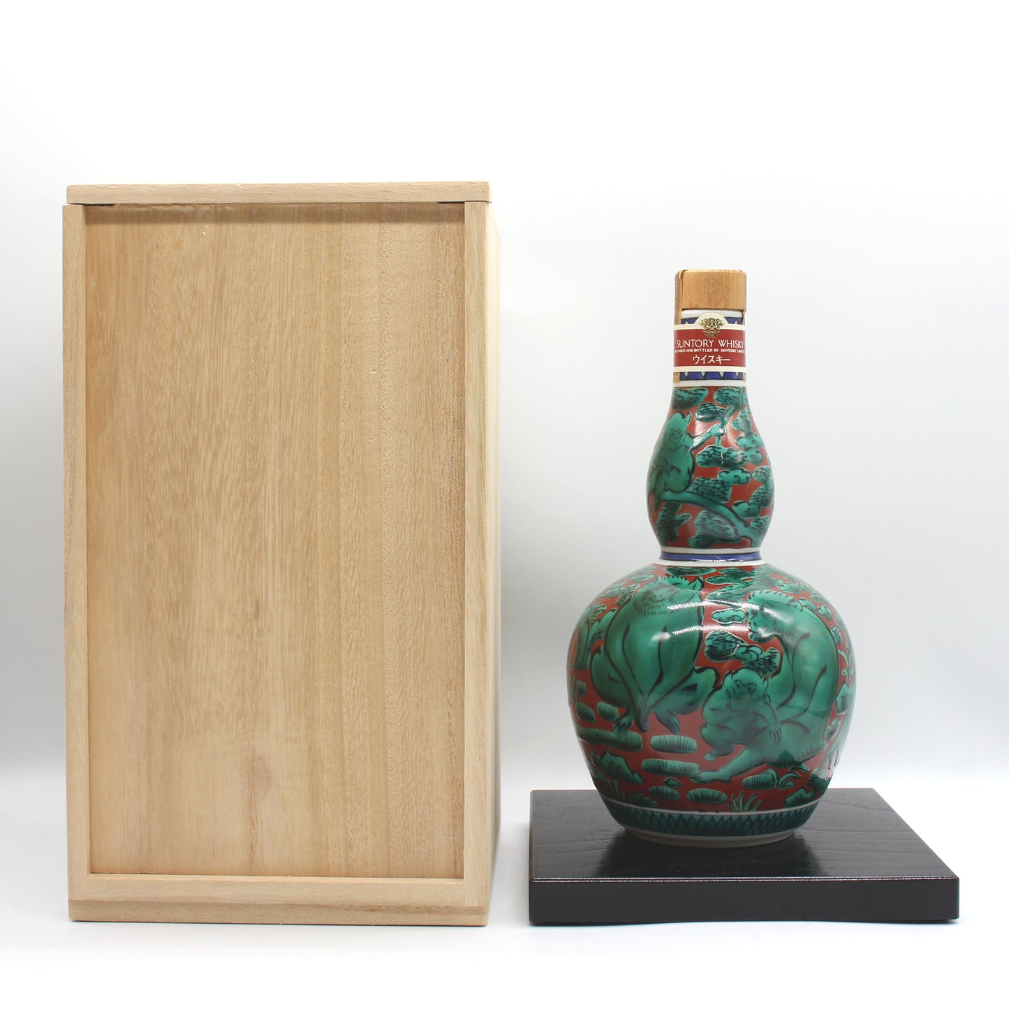 サントリー 洋酒頒布会特製ウイスキー 九谷焼ボトル 瓢型木米風申文 SUNTORY WHISKY 陶器ボトル 43% 600ml 箱付き