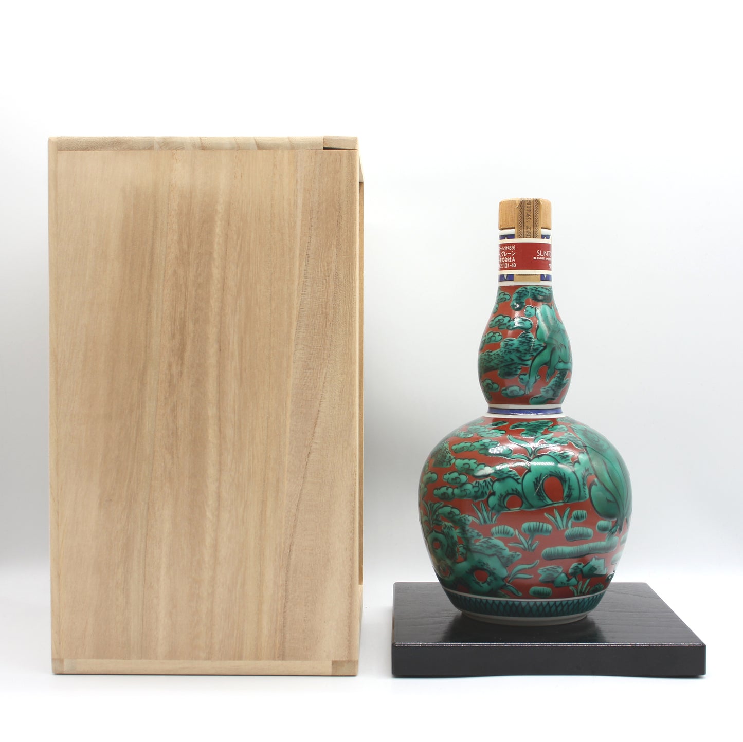 サントリー 洋酒頒布会特製ウイスキー 九谷焼ボトル 瓢型木米風申文 SUNTORY WHISKY 陶器ボトル 43% 600ml 箱付き