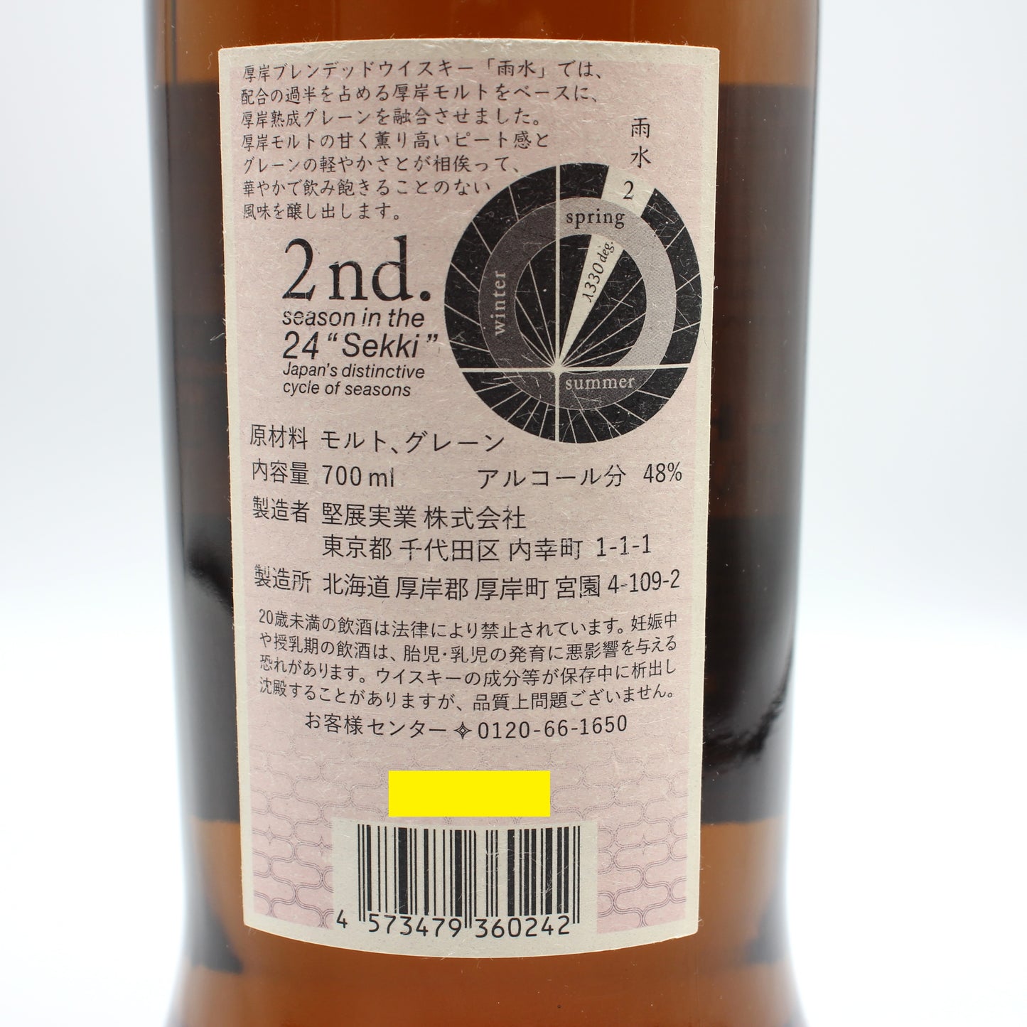 厚岸 ブレンデッドウイスキー うすい 雨水 2021 48% 700ml 箱付き ※難有