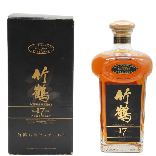 ニッカ ウイスキー 竹鶴17年 ピュアモルト 角瓶 43% 700ml 箱付き (1)